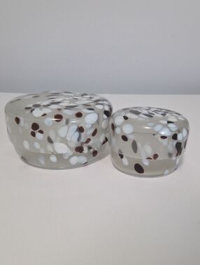 Speckled Glass Trinket Boxes - Neutral Tones